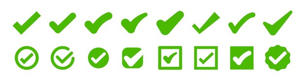 Iconos de marca de verificación