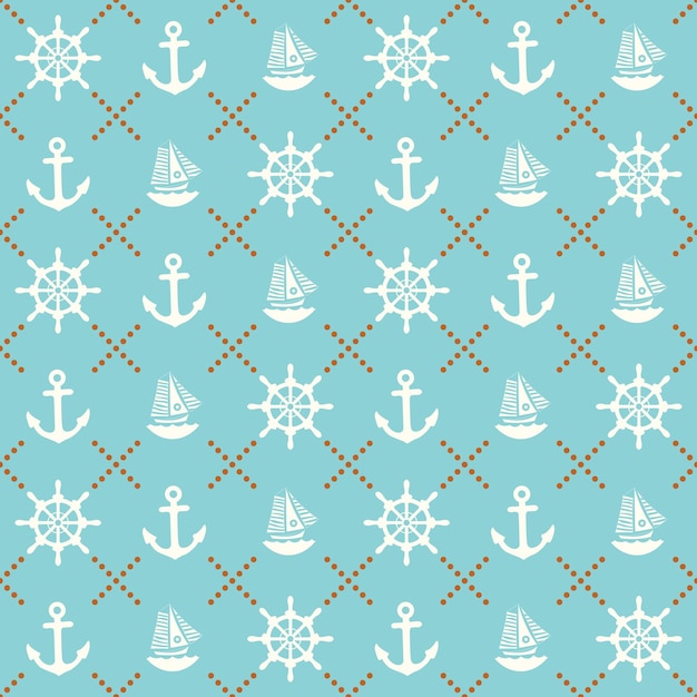 Iconos Marinos Abstractos Patrón Minimalista Sin Costuras Diseño Vectorial Fondo Náutico Cuerda De Ancla De Barco