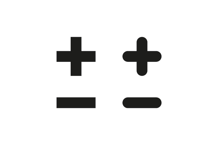 Vector iconos de más y menos diseño de ilustraciones vectoriales