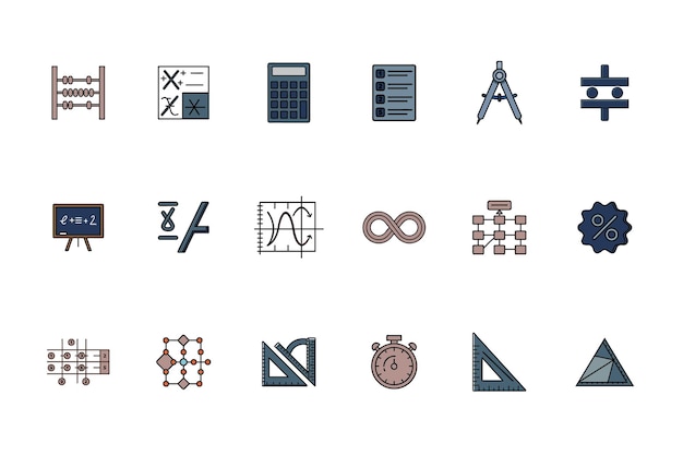 Iconos de matemáticas para educación Ciencia y cálculos