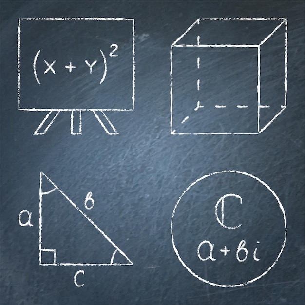 Vector iconos de matemáticas en pizarra