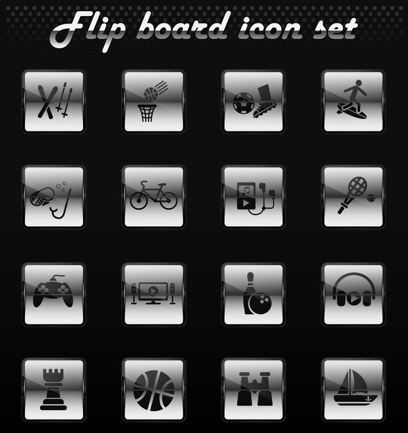Iconos mecánicos del tirón del vector del ocio para el diseño de la interfaz de usuario