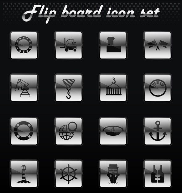 Iconos mecánicos del tirón del vector del puerto para el diseño de la interfaz de usuario