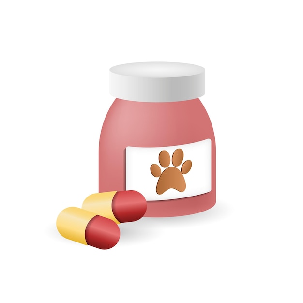 Vector iconos de medicamentos para animales ilustración 3d de la colección de mascotas de casa iconos creativos de medicamentos para animais iconos 3d para plantillas de diseño web infografías y más