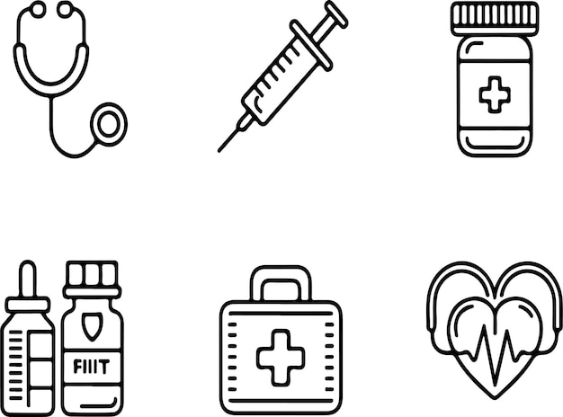 Iconos médicos esenciales con un diseño moderno y minimalista