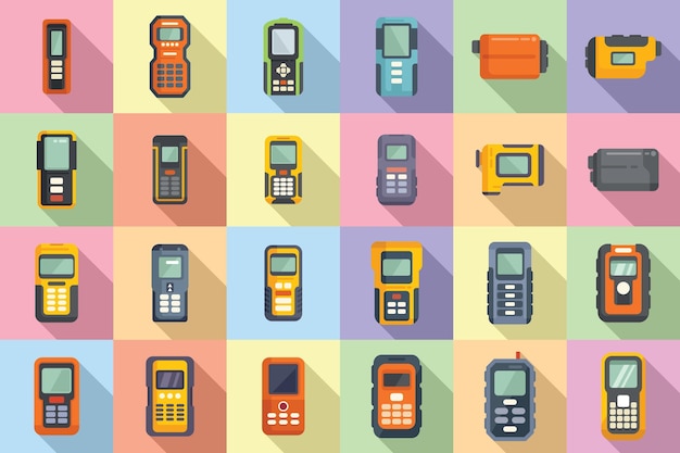 Los iconos del medidor láser establecen la distancia de nivel del vector plano