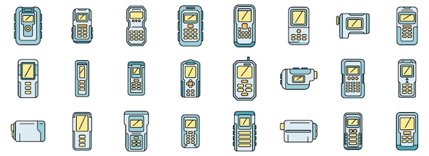 Los iconos del medidor láser establecen la línea de color del vector