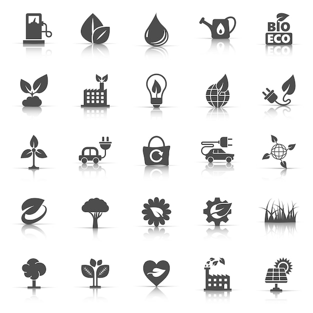 Vector iconos de medio ambiente ecológico en estilo plano ilustración vectorial de ecología en fondo blanco aislado concepto de negocio de letrero de emblema biológico