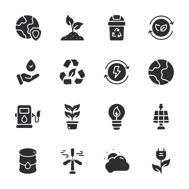 Iconos del medio ambiente ecológico y sostenible