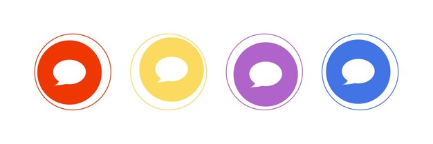 Iconos de mensajes de chat símbolo de diferentes colores y botón del mensaje de chat tercera plantilla inferior para la aplicación de banner ui ux de redes sociales