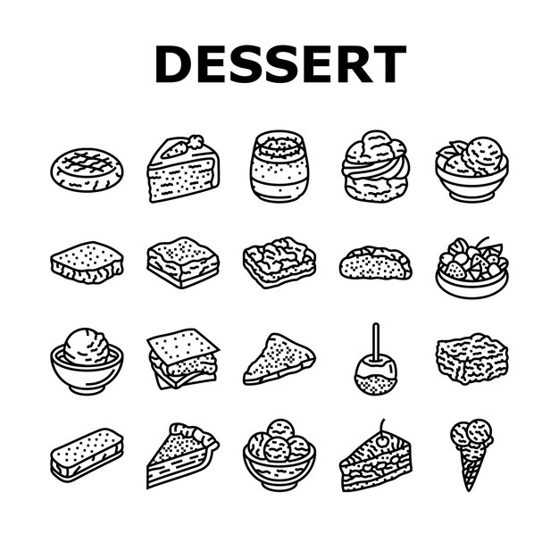 Iconos de menú de bocadillos de postre de comida set vector