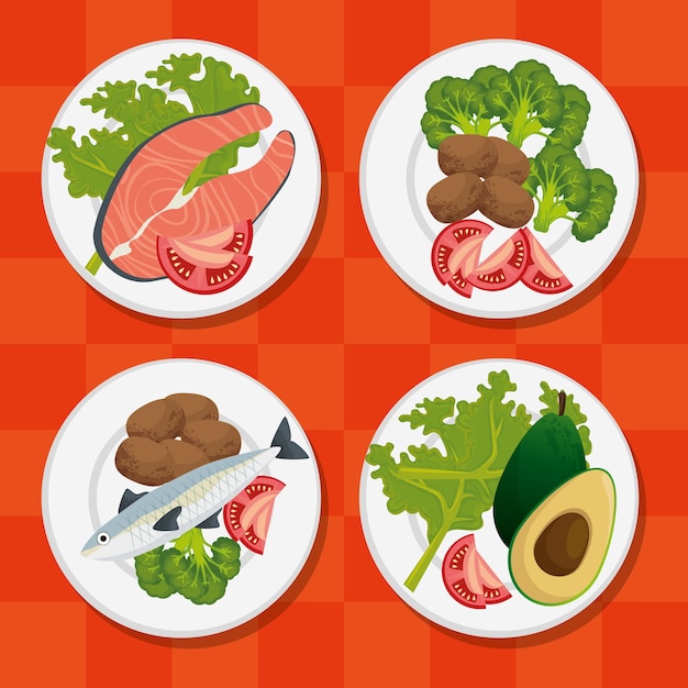 iconos de menú de comida sana