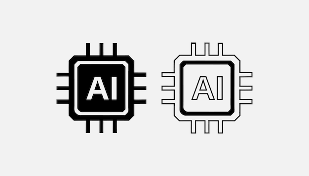 Iconos de microchips de IA