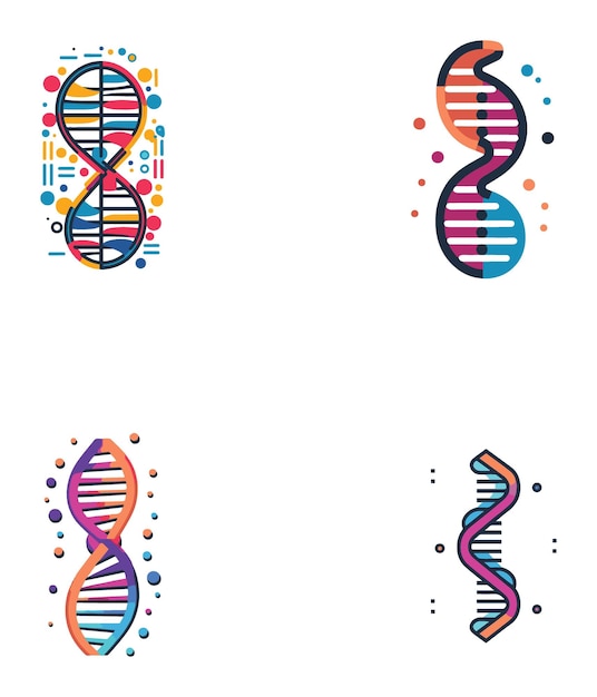 Iconos mínimos de vectores planos de vectores de ADN