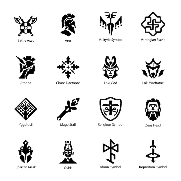 Iconos de la mitología nórdica de estilo Bungle of Glyph