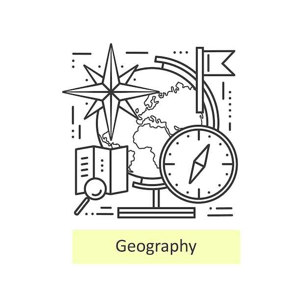 Vector iconos modernos de línea delgada de la geografía