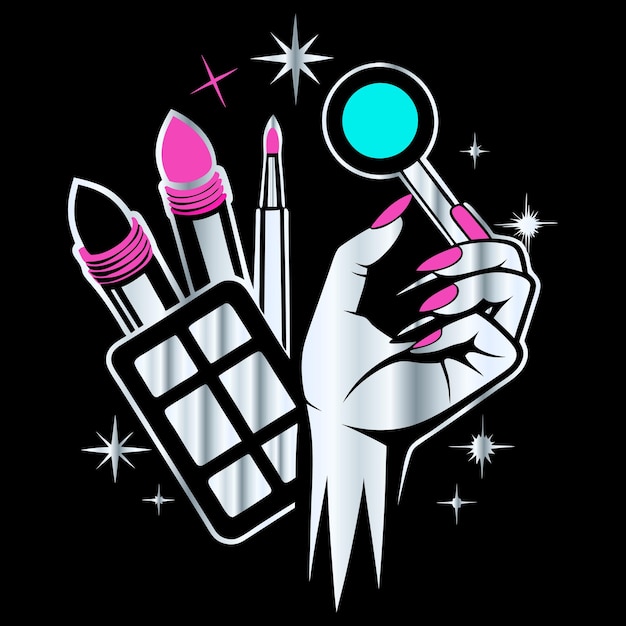 Iconos modernos de salones de belleza cejas labios uñas y cabello en vector para logotipo de esmalte de uñas