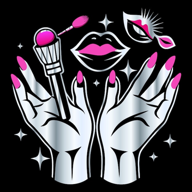 Iconos modernos de salones de belleza cejas labios uñas y cabello en vector para logotipo de esmalte de uñas