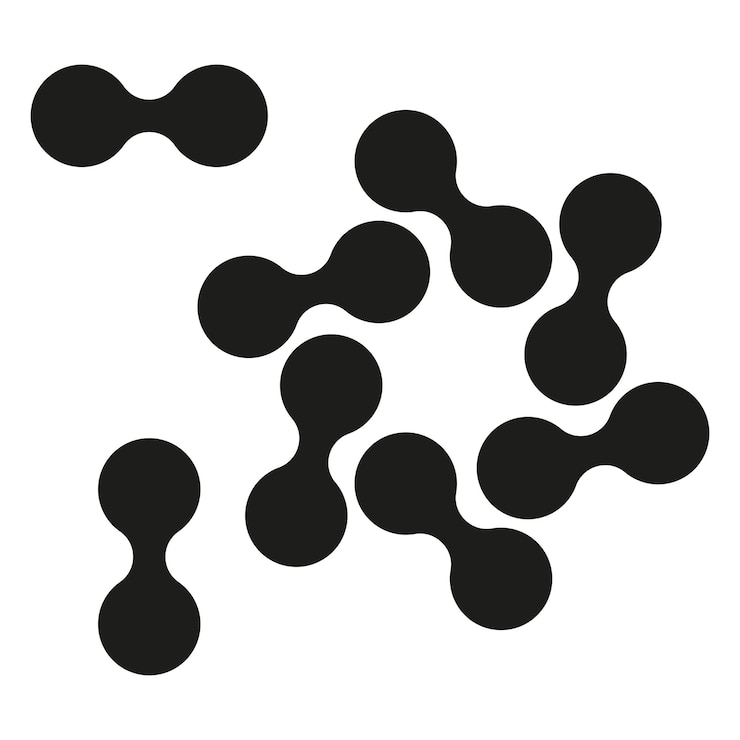 Vector iconos de moléculas abstractas formas negras simples diseño vectorial científico puntos conectados minimalistas