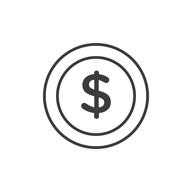 Iconos de monedas de dólar, dinero, monedas, símbolo vectorial en negro, relleno y estilo delineado