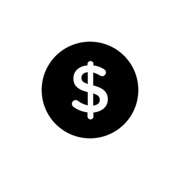 Iconos de monedas de dólar, dinero, monedas, símbolo vectorial en negro, relleno y estilo delineado