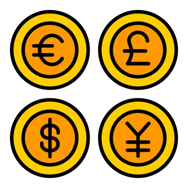 Vector iconos de las monedas