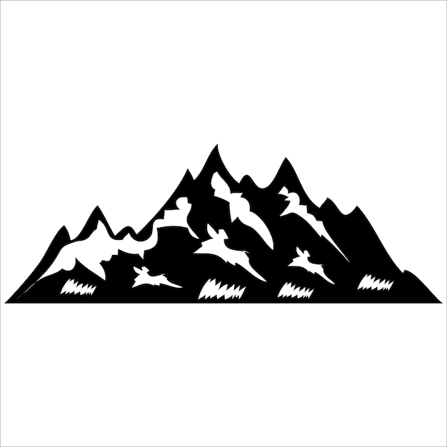 Iconos de montañas vectoriales aislados en blanco