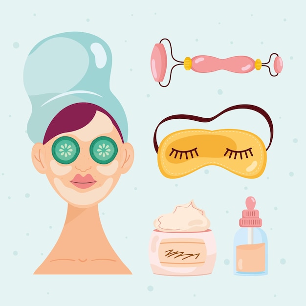 Vector iconos de mujer y spa