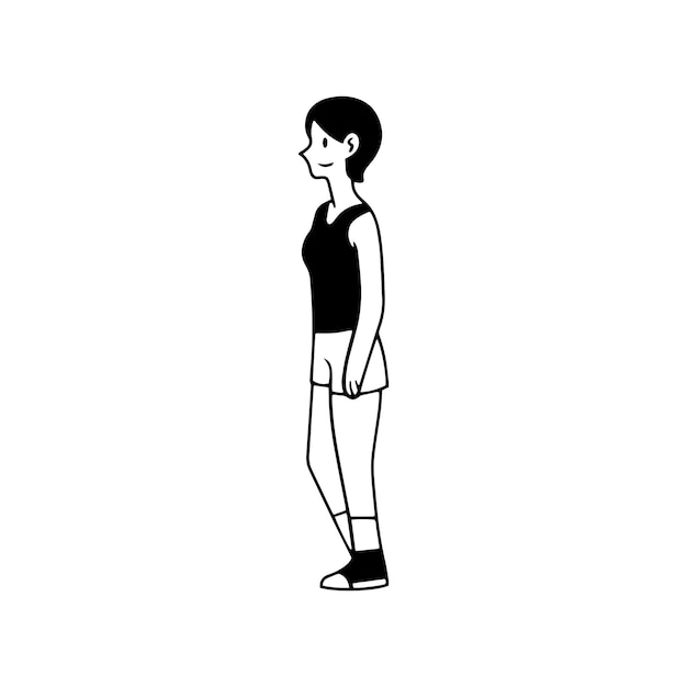 Íconos de mujeres en estilo simple Personas en varios atuendos Carácter editable en blanco y negro