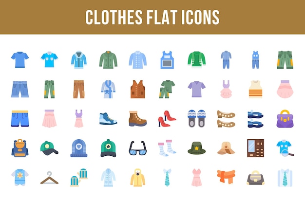 Iconos multicolores planos de ropa