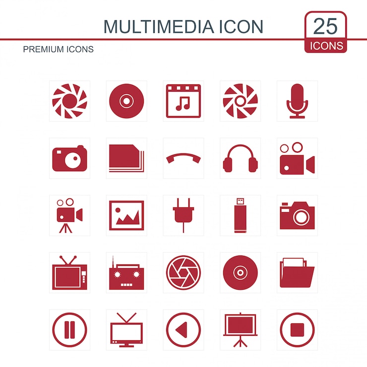 Vector iconos multimedia set vector