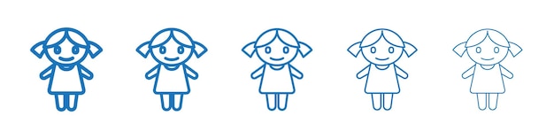 Iconos de muñecas Colección de símbolos Contorno delgado