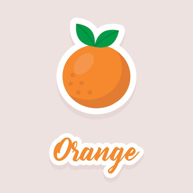 Iconos naranjas de la fruta de la etiqueta engomada linda del vector. estilo plano.