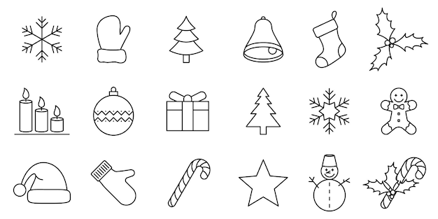 Iconos de Navidad Conjunto de iconos de Navidad abstractos Ilustración vectorial