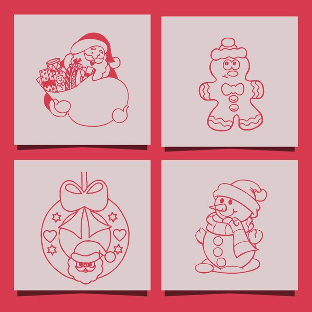 iconos de navidad dibujados a mano dibujados en papel