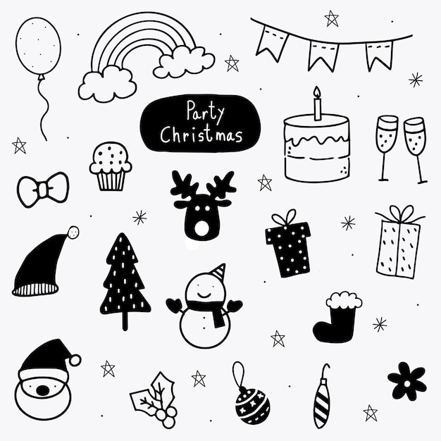 Vector los iconos de navidad de doodles