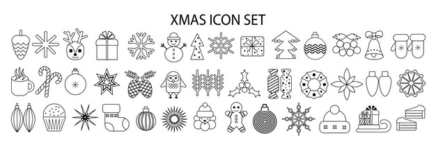 Iconos de Navidad con estilo minimalista geométrico Iconos y símbolos abstractos modernos de Navidad Año nuevo