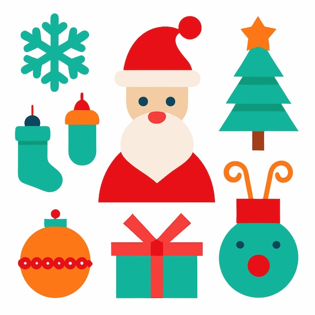 Iconos de Navidad planos para diseño e impresión