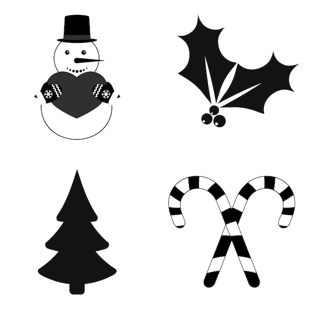 Iconos de Navidad Símbolos de Xmas conjunto plantilla de diseño gráfico ilustración vectorial
