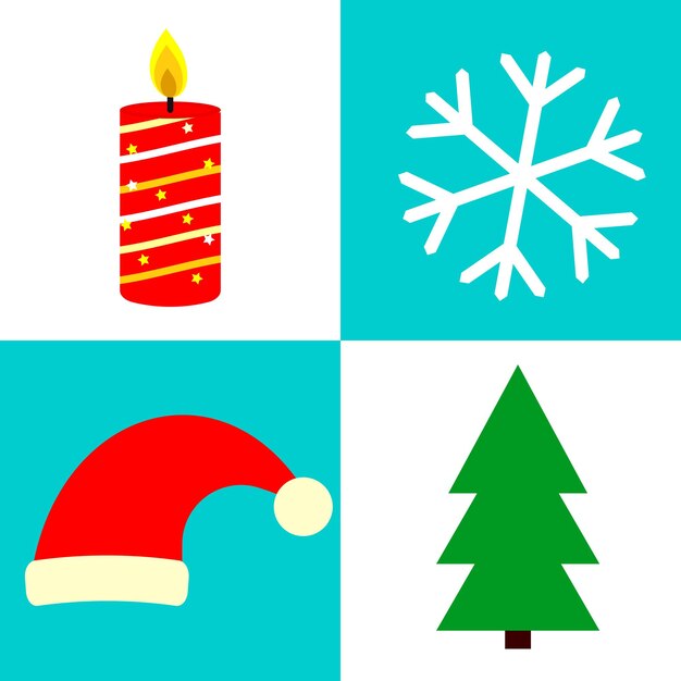 Iconos de Navidad Símbolos de Xmas conjunto plantilla de diseño gráfico ilustración vectorial
