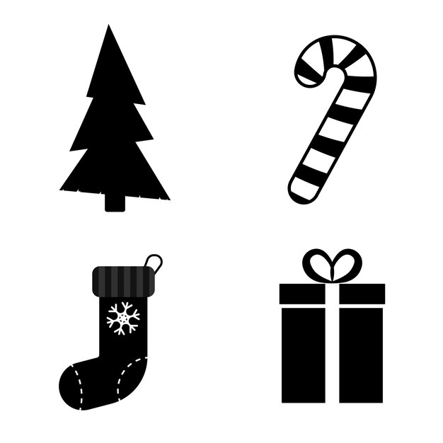 Iconos de Navidad Símbolos de Xmas conjunto plantilla de diseño gráfico ilustración vectorial