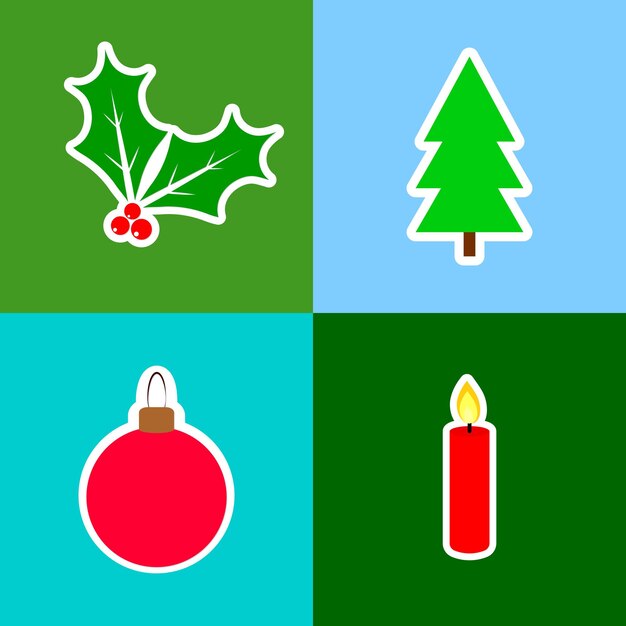 Iconos de navidad símbolos de xmas conjunto plantilla de diseño gráfico ilustración vectorial