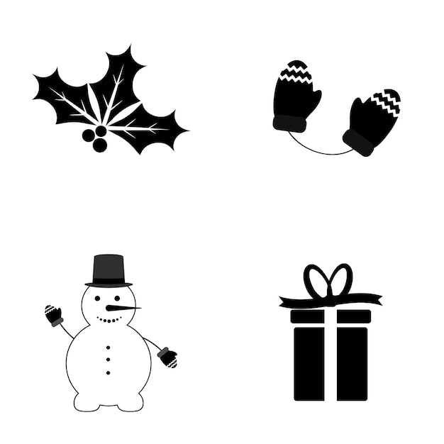 Iconos de Navidad Símbolos de Xmas conjunto plantilla de diseño gráfico ilustración vectorial