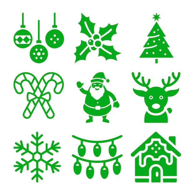 Iconos de Navidad Vector Ilustración Bundle Iconos festivos de vacaciones xAxA