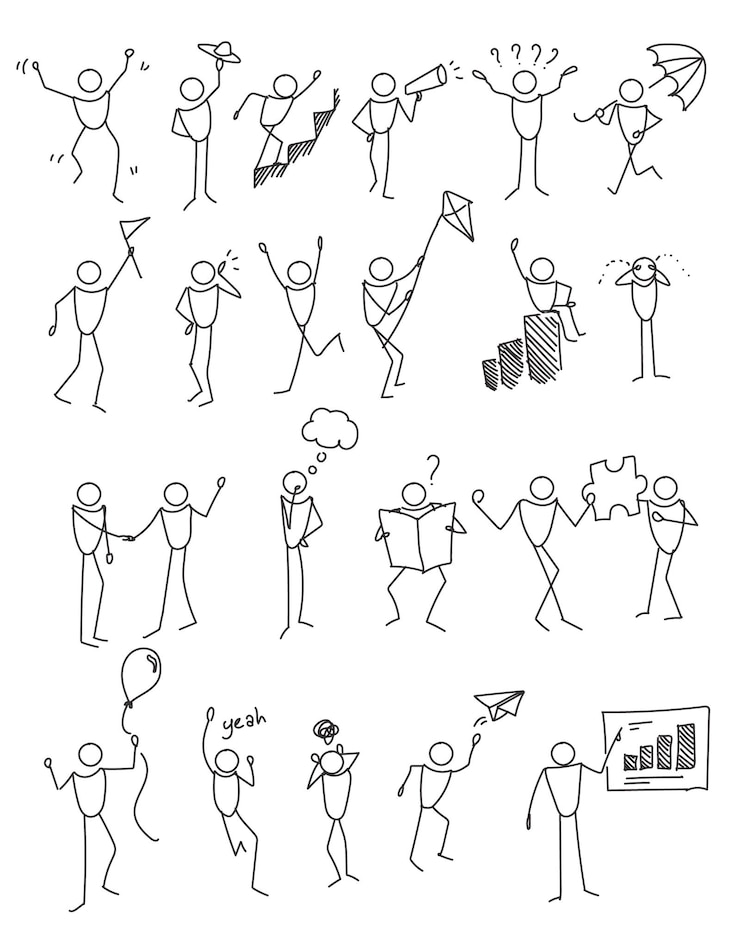 Vector iconos de negocios establecidos con dibujo de contorno