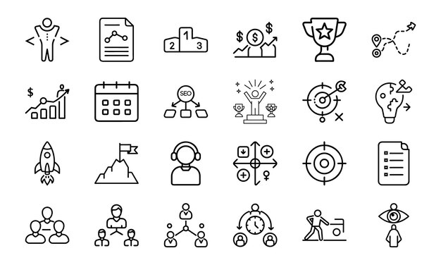 Iconos de negocios y estrategia