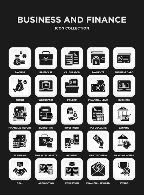 Iconos de negocios y finanzas