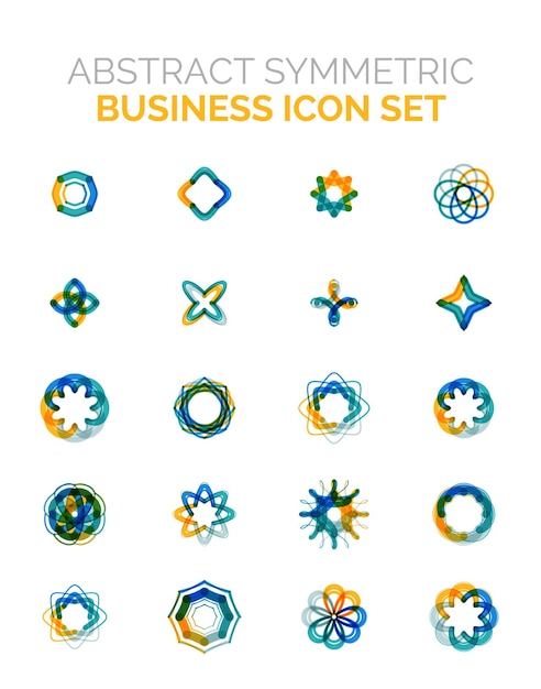 Vector iconos de negocios simétricos abstractos