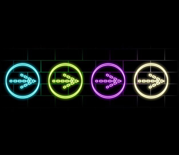 Iconos de neón flecha Ui Conjunto de icono vectorial de neón rojo azul amarillo