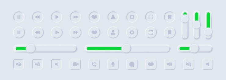 Vector iconos de neumorfismo